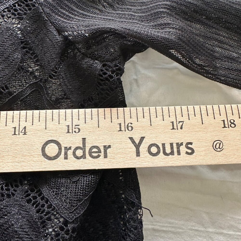 Women's Open Front Lace Cardigan Black SZ L Rhinestone Floral Witchy Whimsgoth - Picture 4 of 8